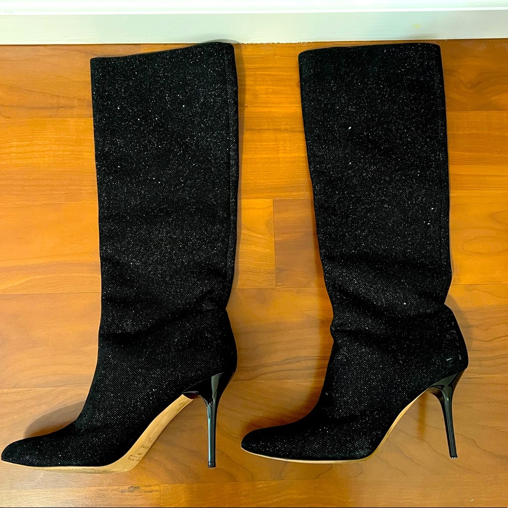 Jimmy Choo Black Tweed Tall Boots